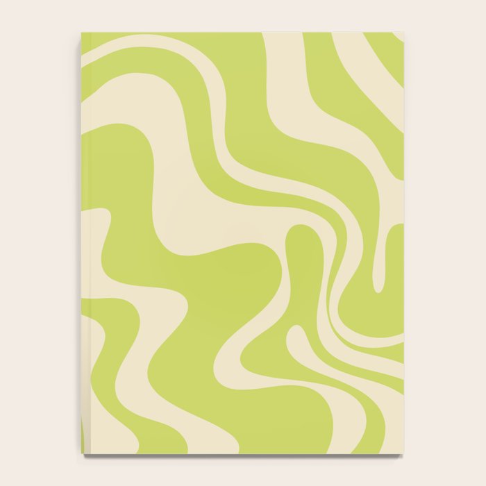 Liquid Swirl Retro Abstract Pattern 4 in Light Lime Linden Green and Beige Notebook Gallery Image 4