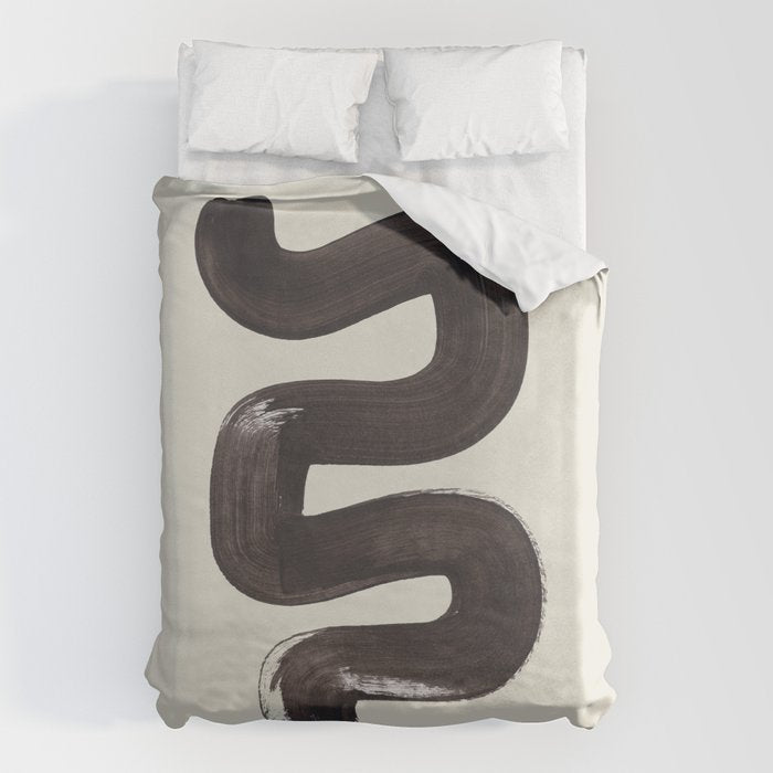 Black & White Minimalist Abstract Shapes Patterns Black Ink Painting Duvet Cover Gallery Image 6
