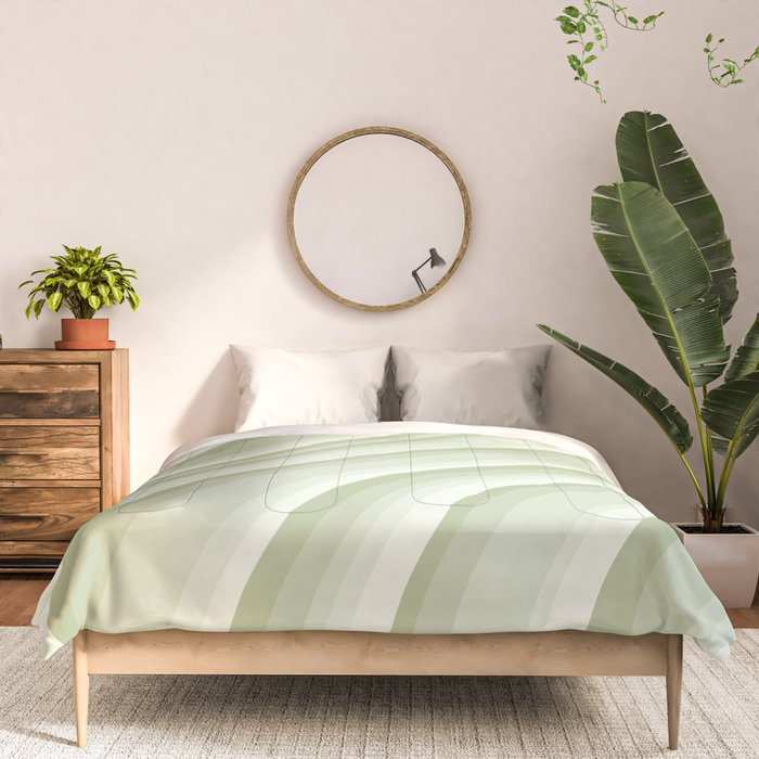 Wavy Stripes XXI - Pastel Natural Green Comforter Gallery Image 3