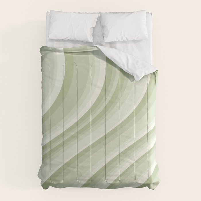 Wavy Stripes XXI - Pastel Natural Green Comforter Gallery Image 1