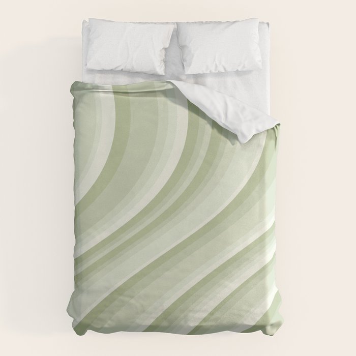 Wavy Stripes XXI - Pastel Natural Green Duvet Cover Gallery Image 6