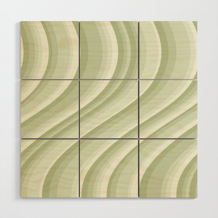 Wavy Stripes XXI - Pastel Natural Green Wood Wall Art Gallery Image 1