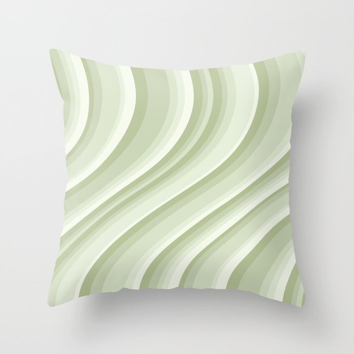 Wavy Stripes XXI - Pastel Natural Green Throw Pillow Gallery Image 6