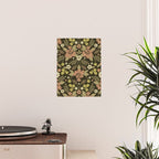 Sage, Dark Green, Peach & Cream Floral Pattern Poster Gallery Image 2
