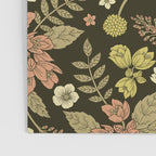 Sage, Dark Green, Peach & Cream Floral Pattern Poster Gallery Image 3