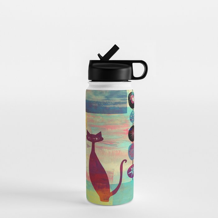 Mid-Century Modern 2 Cats - Graffiti Style Water Bottle Gallery Image 1