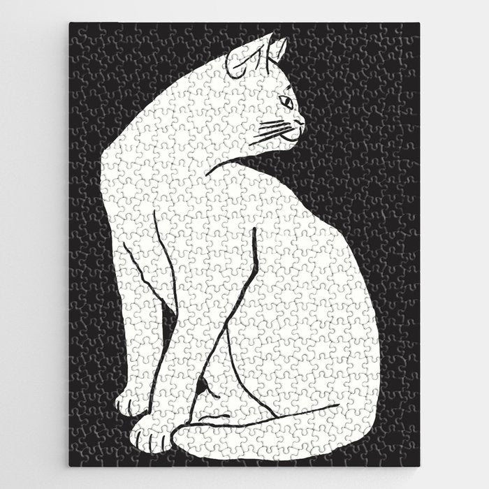 White Cat On Black Jigsaw Puzzle Gallery Image 1