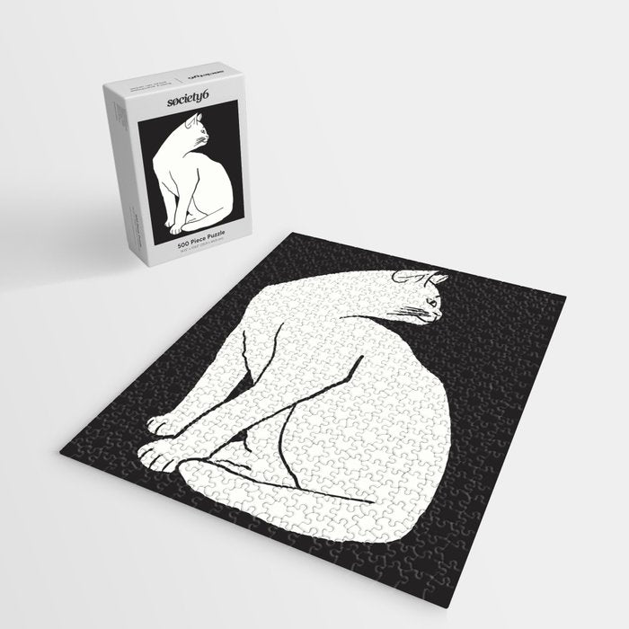 White Cat On Black Jigsaw Puzzle Gallery Image 2