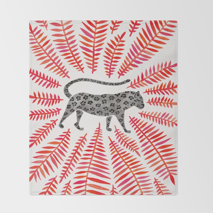 Black Jaguar - Red Leaf Palette Throw Blanket Gallery Image 2