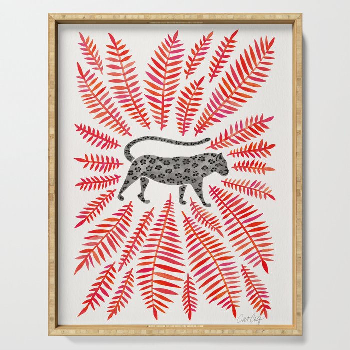 Black Jaguar - Red Leaf Palette Serving Tray Gallery Image 1