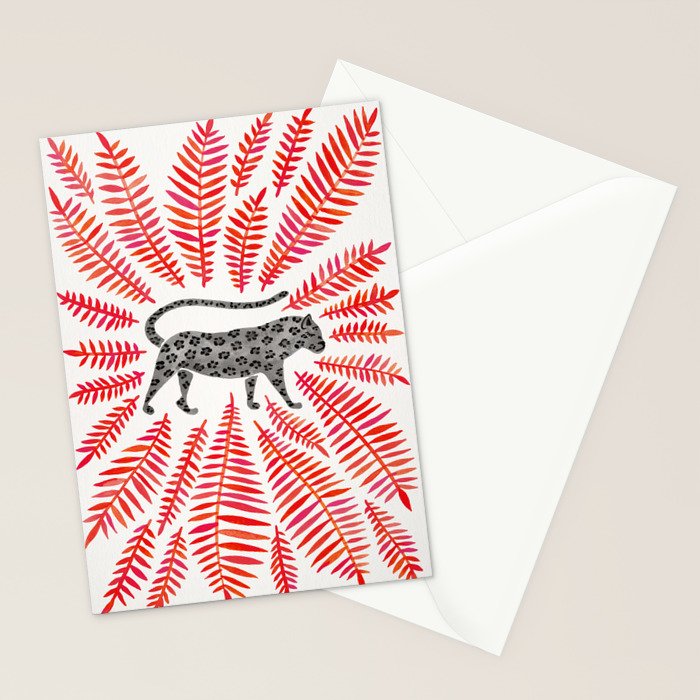 Black Jaguar - Red Leaf Palette Stationery Card Gallery Image 2
