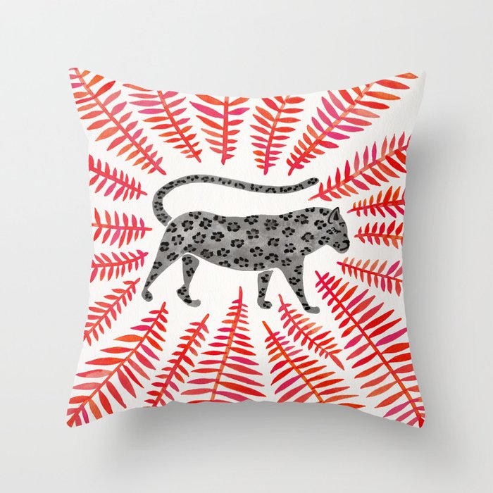 Black Jaguar - Red Leaf Palette Throw Pillow Gallery Image 6