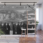 African American Flood Victims American Way Highest Standard of living black and white photograph Wall Mural Gallery Image 1