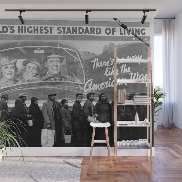 African American Flood Victims American Way Highest Standard of living black and white photograph Wall Mural Gallery Image 1