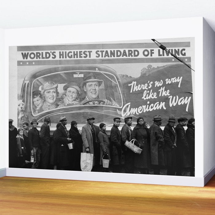 African American Flood Victims American Way Highest Standard of living black and white photograph Wall Mural Gallery Image 2