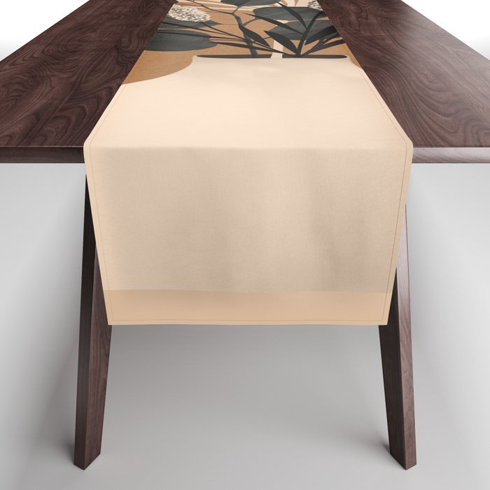 Minimal vase with plant leaves 1 Table Runner Gallery Image 1
