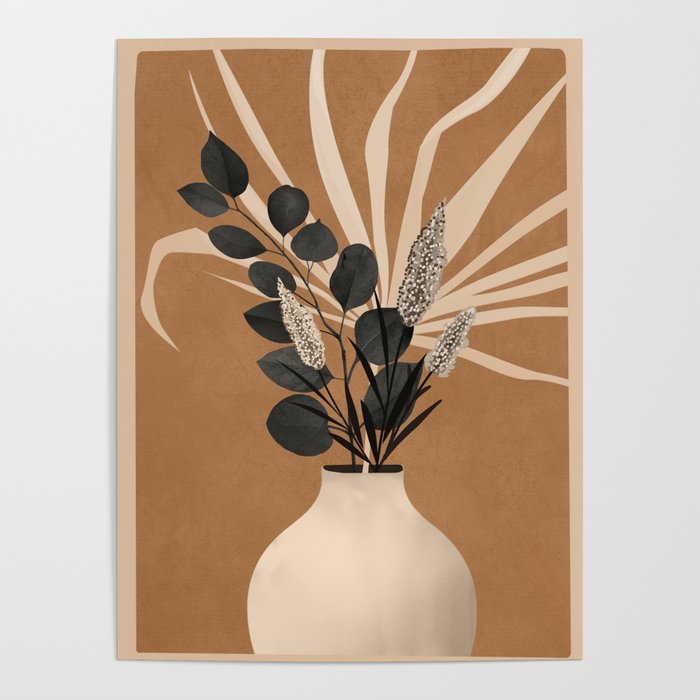 Minimal vase with plant leaves 1 Poster Gallery Image 4