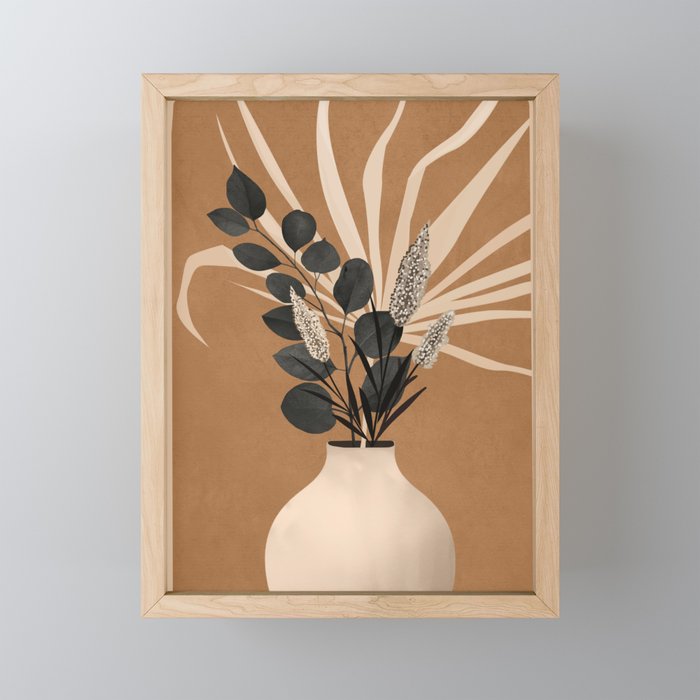 Minimal vase with plant leaves 1 Mini Art Print Gallery Image 1