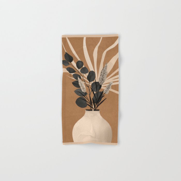 Minimal vase with plant leaves 1 Bath Towel Gallery Image 1