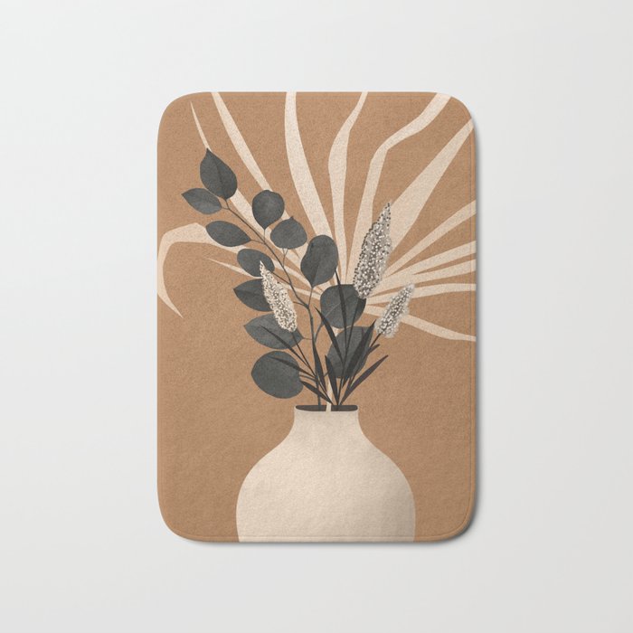 Minimal vase with plant leaves 1 Bath Mat Gallery Image 1
