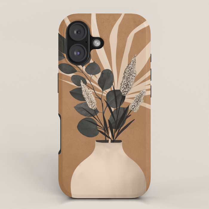 Minimal vase with plant leaves 1 iPhone Case Gallery Image 1