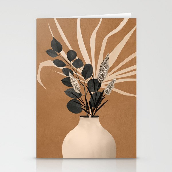 Minimal vase with plant leaves 1 Stationery Card Gallery Image 1