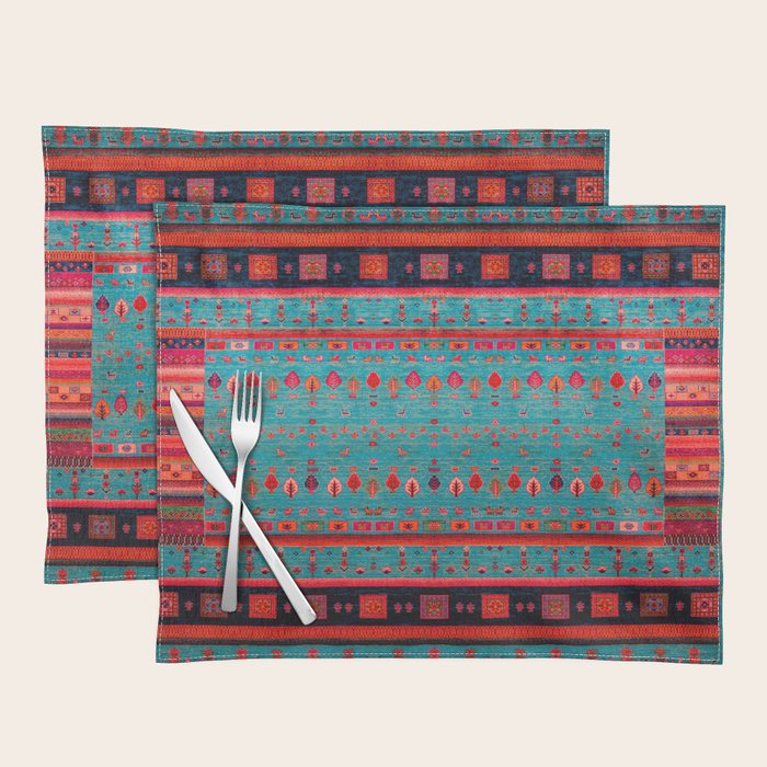 Traditional Berber Bohemian Moroccan Handmade Fabric Style Fall Autumn Color Inspiration Placemat Gallery Image 1