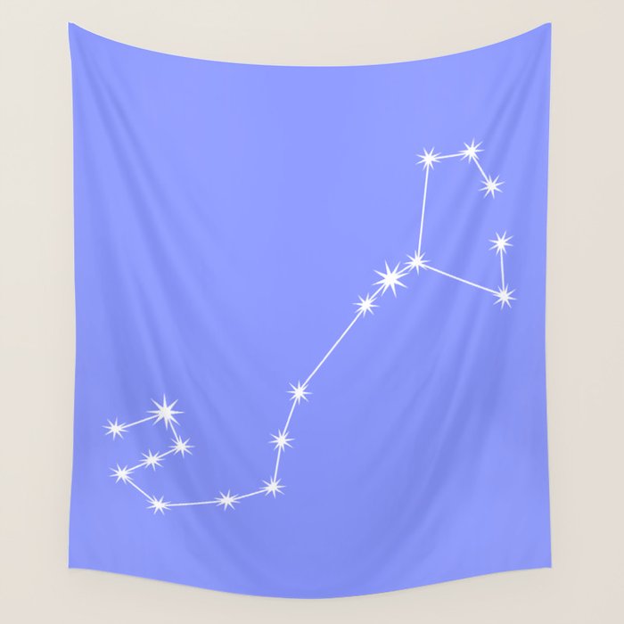 Scorpio Zodiac Star Constellation Line Art Pastel Purple Wall Tapestry Gallery Image 1