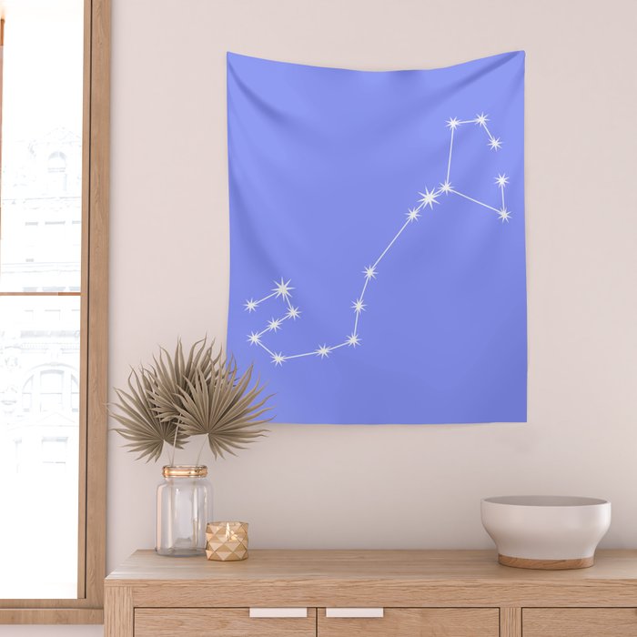 Scorpio Zodiac Star Constellation Line Art Pastel Purple Wall Tapestry Gallery Image 2