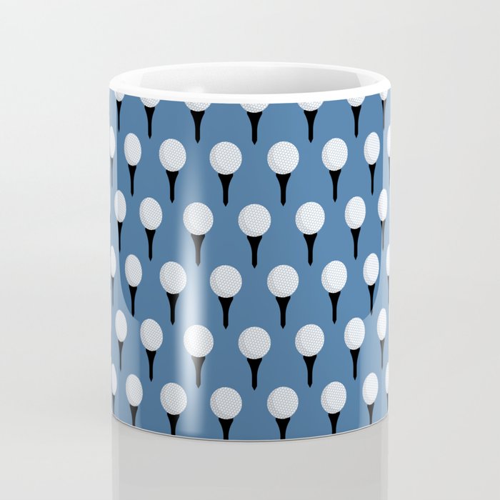 Golf Ball & Tee Pattern (Blue) Coffee Mug Gallery Image 4