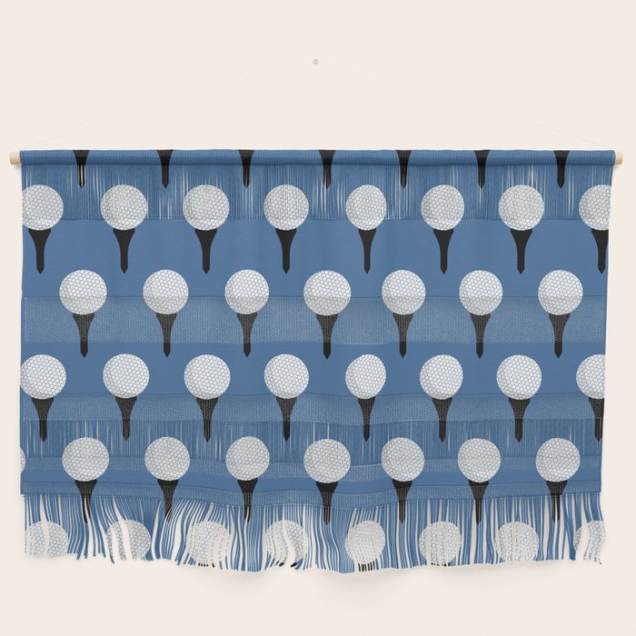 Golf Ball & Tee Pattern (Blue) Wall Hanging Gallery Image 1