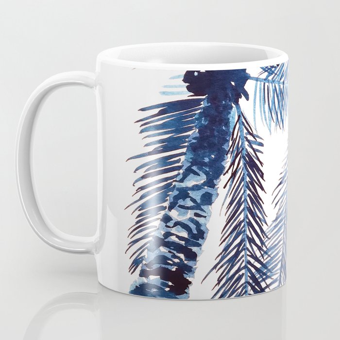Indigo Navy, PALM TREES, upside down Coffee Mug Gallery Image 3