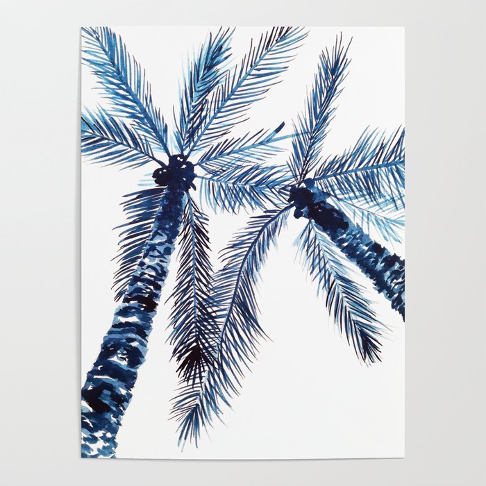 Indigo Navy, PALM TREES, upside down Poster Gallery Image 4