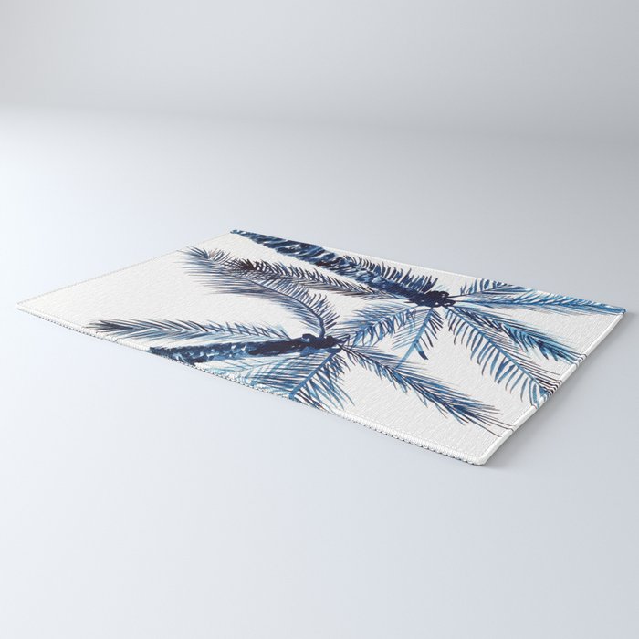 Indigo Navy, PALM TREES, upside down Rug Gallery Image 3