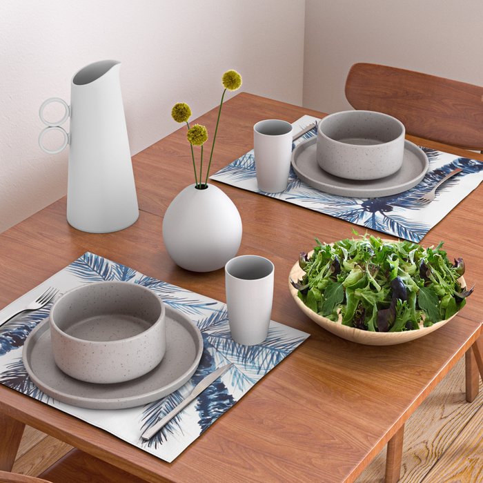 Indigo Navy, PALM TREES, upside down Placemat Gallery Image 2