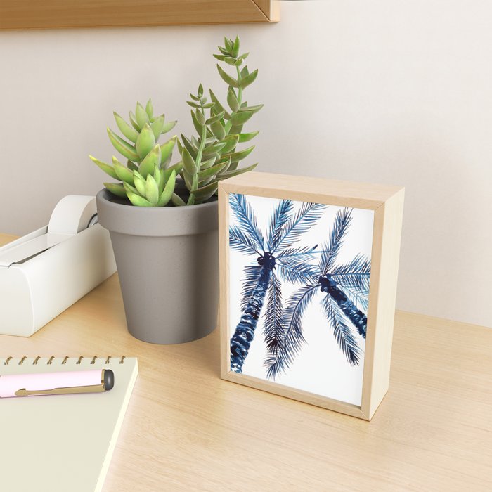 Indigo Navy, PALM TREES, upside down Mini Art Print Gallery Image 2