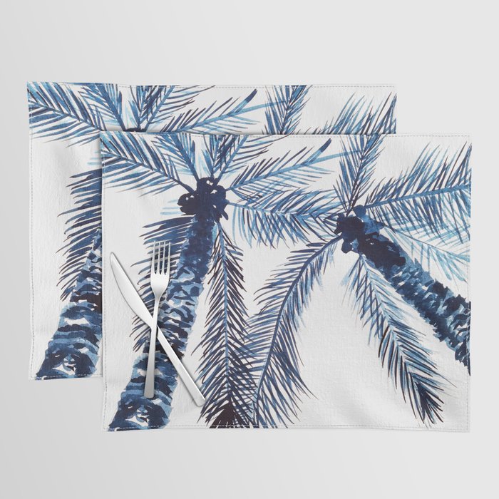 Indigo Navy, PALM TREES, upside down Placemat Gallery Image 1