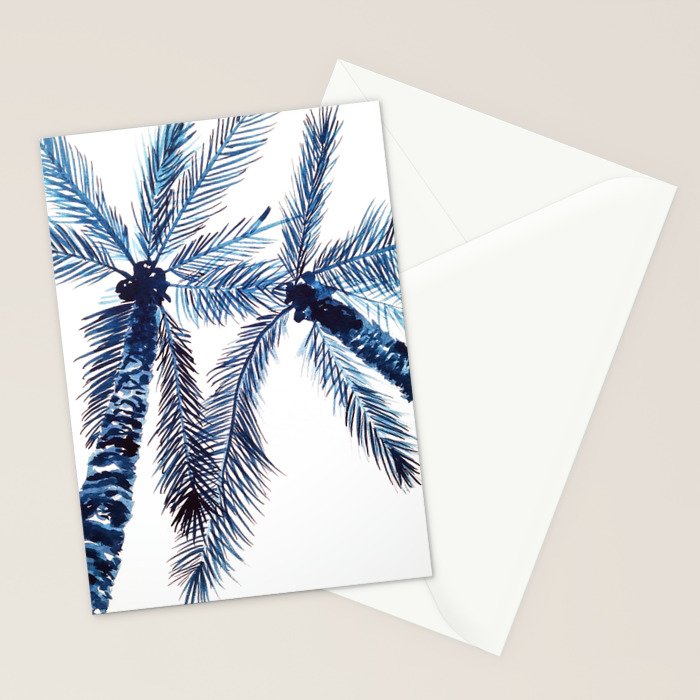 Indigo Navy, PALM TREES, upside down Stationery Card Gallery Image 2