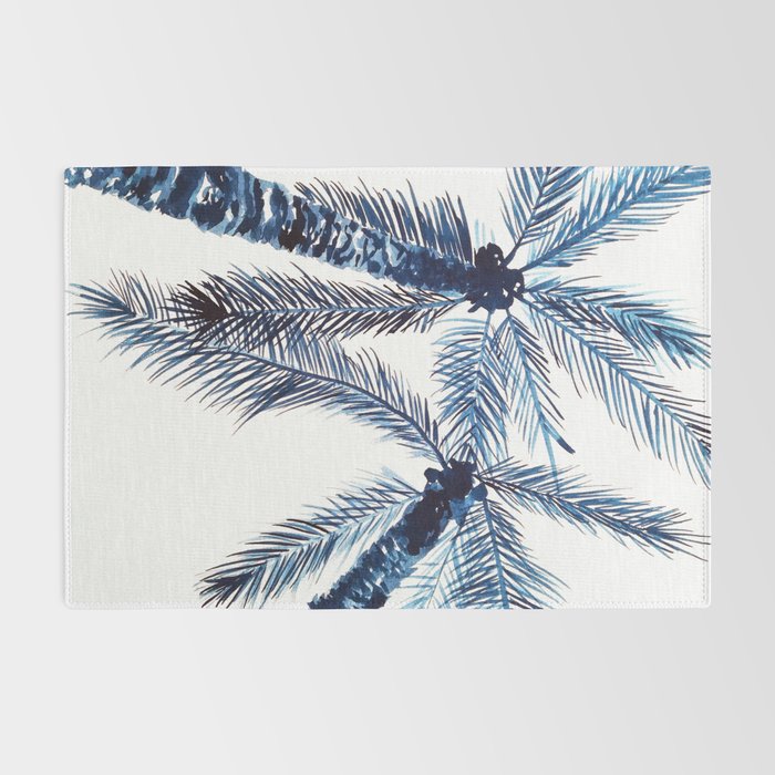 Indigo Navy, PALM TREES, upside down Rug Gallery Image 2