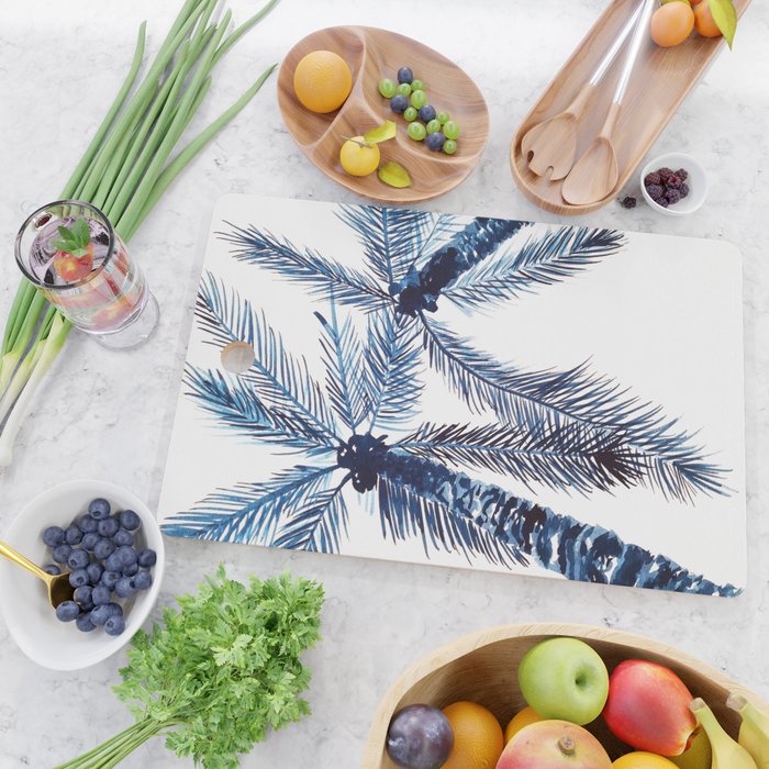 Indigo Navy, PALM TREES, upside down Cutting Board Gallery Image 2