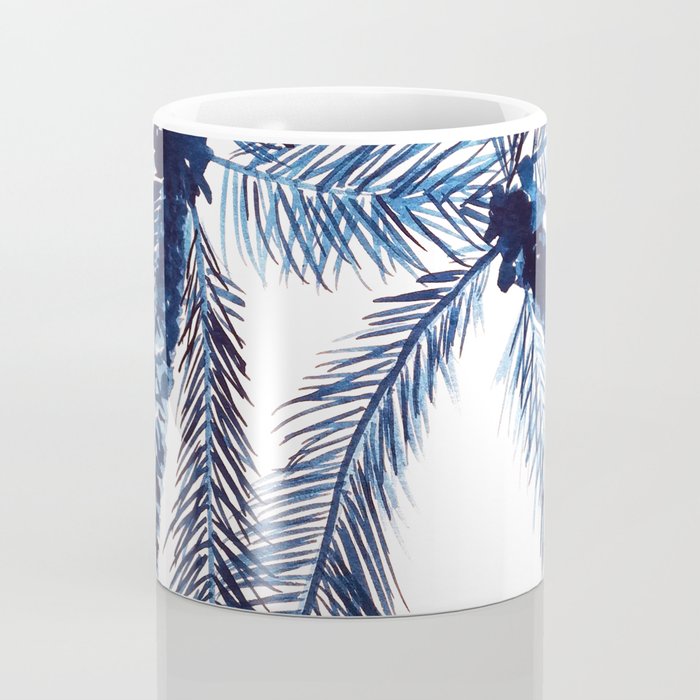 Indigo Navy, PALM TREES, upside down Coffee Mug Gallery Image 4