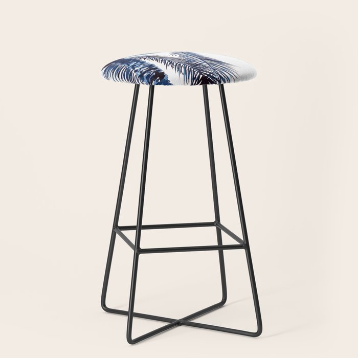 Indigo Navy, PALM TREES, upside down Stool Gallery Image 1