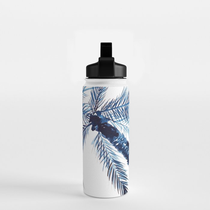 Indigo Navy, PALM TREES, upside down Water Bottle Gallery Image 2