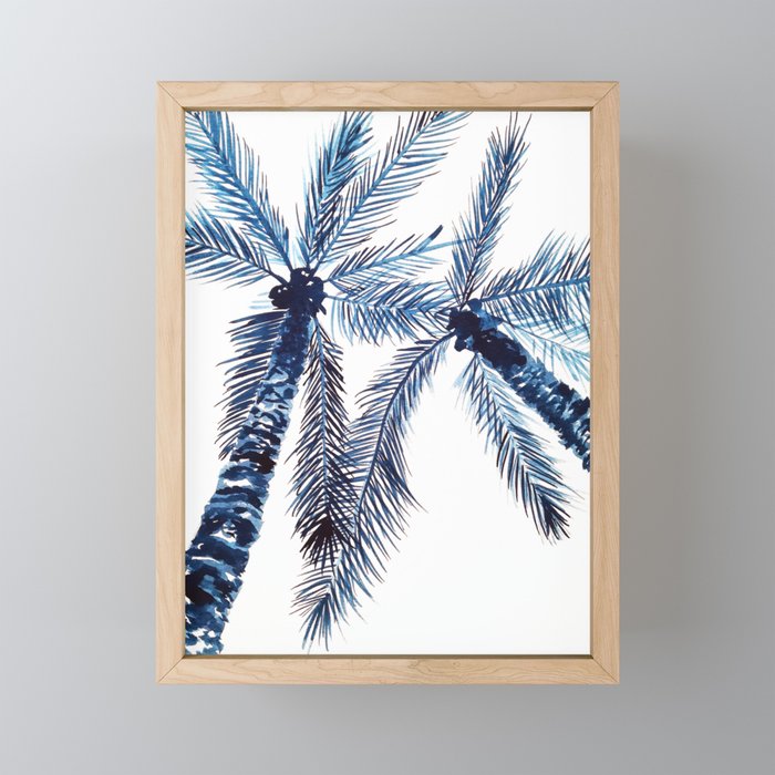 Indigo Navy, PALM TREES, upside down Mini Art Print Gallery Image 1