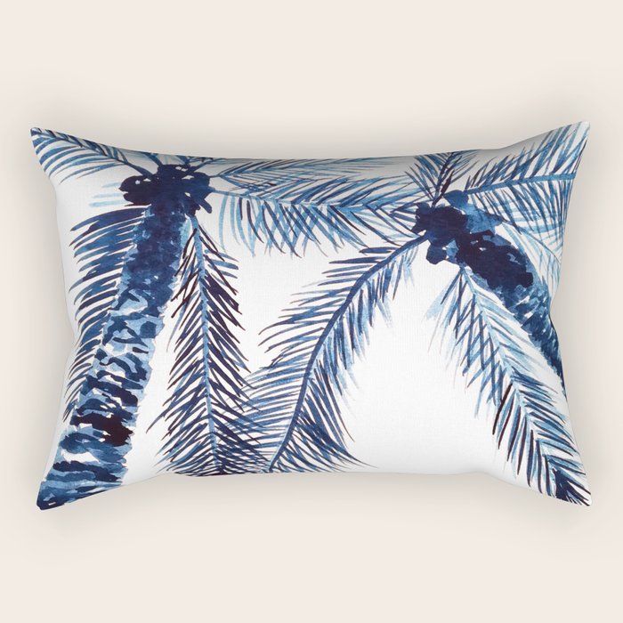 Indigo Navy, PALM TREES, upside down Rectangular Pillow