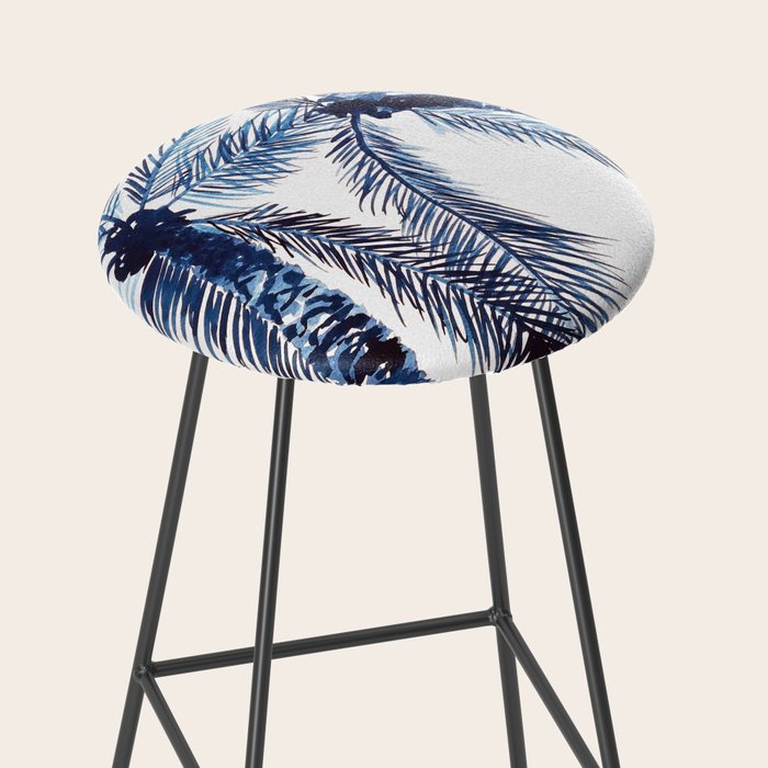 Indigo Navy, PALM TREES, upside down Stool Gallery Image 2
