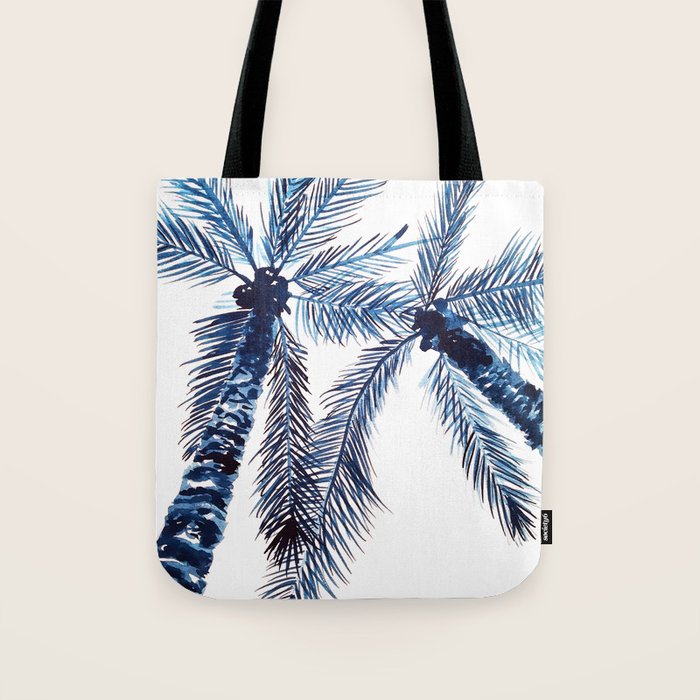 Indigo Navy, PALM TREES, upside down Tote Bag Gallery Image 1
