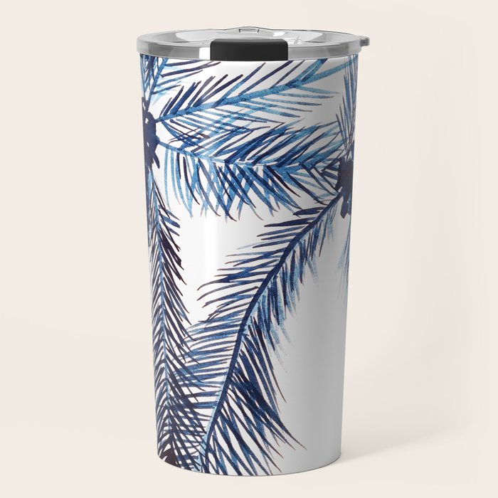 Indigo Navy, PALM TREES, upside down Travel Mug Gallery Image 1