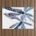 Indigo Navy, PALM TREES, upside down Outdoor Rug Gallery Image 1