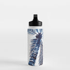 Indigo Navy, PALM TREES, upside down Water Bottle Gallery Image 3